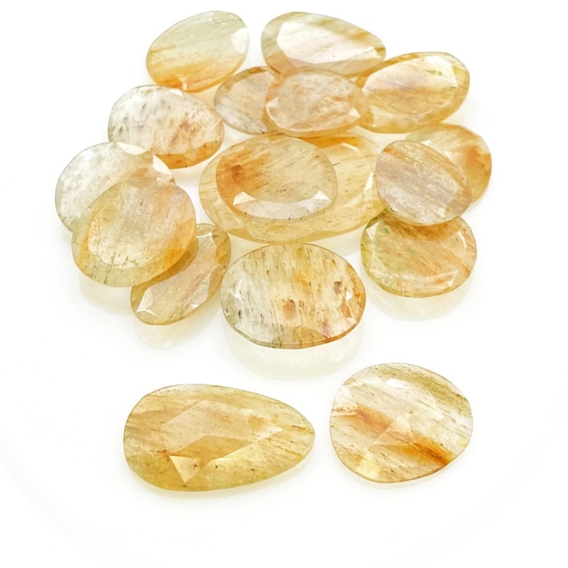 111.3 Carat Golden Rutile 14-27mm Rose Cut Irregular Shape AA Grade Gemstones Parcel - Total 17 Pcs.