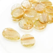 111.3 Carat Golden Rutile 14-27mm Rose Cut Irregular Shape AA Grade Gemstones Parcel - Total 17 Pcs.