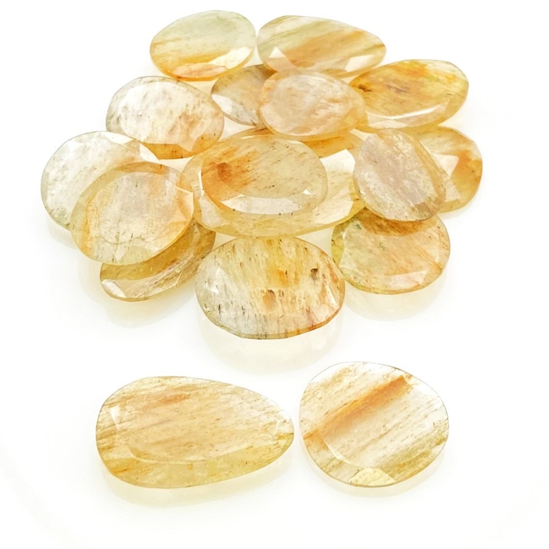 111.3 Carat Golden Rutile 14-27mm Rose Cut Irregular Shape AA Grade Gemstones Parcel - Total 17 Pcs.