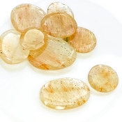 108.1 Carat Golden Rutile 18-27mm Rose Cut Irregular Shape AA Grade Gemstones Parcel - Total 9 Pcs.