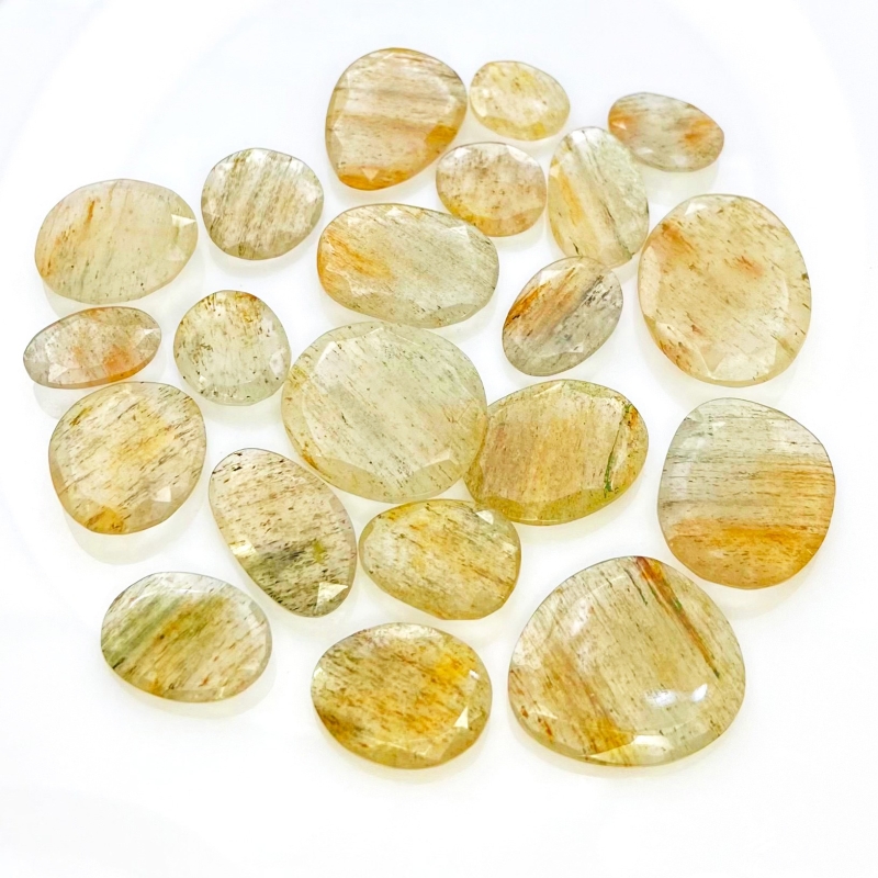 144.5 Carat Golden Rutile 12x11-25x18.5mm Rose Cut Irregular Shape AA Grade Gemstones Parcel - Total 22 Pcs.
