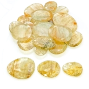 144.5 Carat Golden Rutile 12x11-25x18.5mm Rose Cut Irregular Shape AA Grade Gemstones Parcel - Total 22 Pcs.