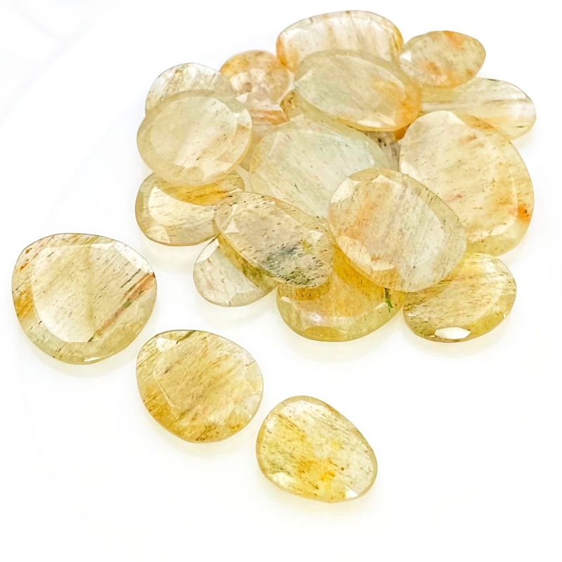 144.5 Carat Golden Rutile 12x11-25x18.5mm Rose Cut Irregular Shape AA Grade Gemstones Parcel - Total 22 Pcs.