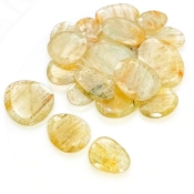 144.5 Carat Golden Rutile 12x11-25x18.5mm Rose Cut Irregular Shape AA Grade Gemstones Parcel - Total 22 Pcs.