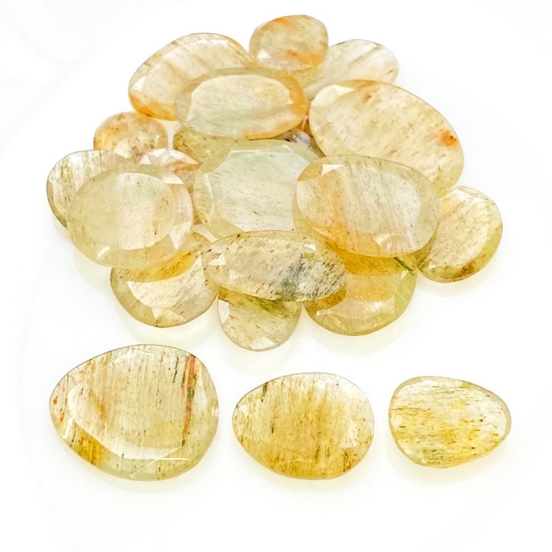 144.5 Carat Golden Rutile 12x11-25x18.5mm Rose Cut Irregular Shape AA Grade Gemstones Parcel - Total 22 Pcs.