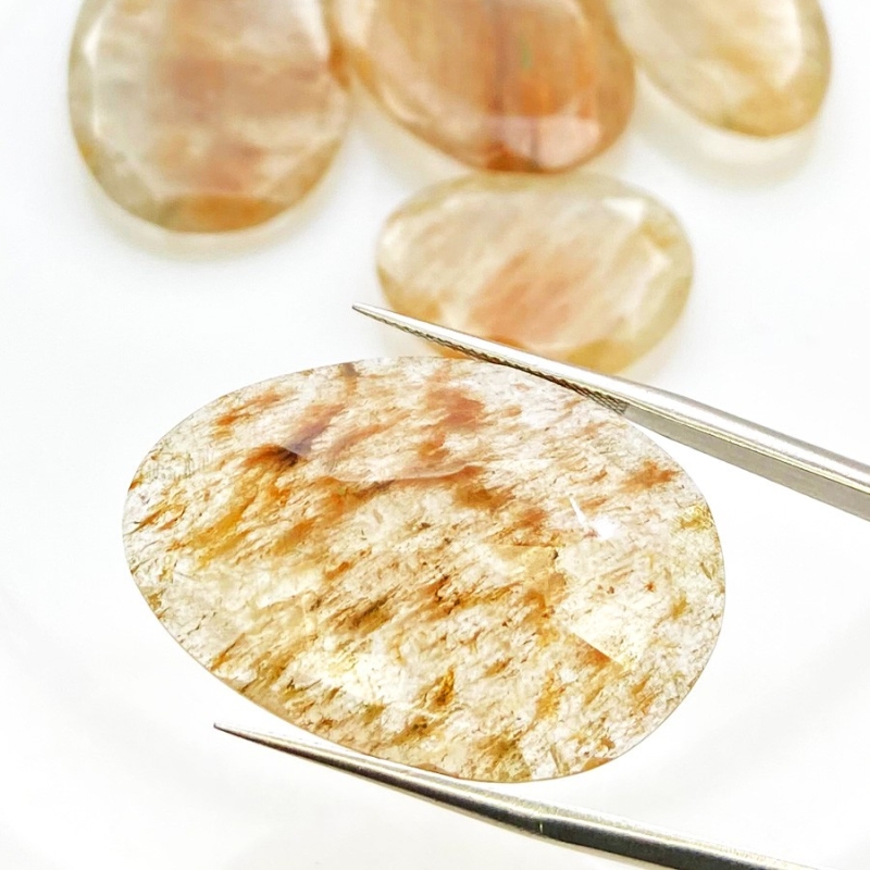 109.7 Carat Golden Rutile 23-32mm Rose Cut Irregular Shape AA Grade Gemstones Parcel - Total 6 Pcs.