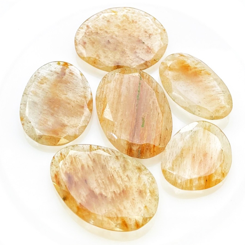 109.7 Carat Golden Rutile 23-32mm Rose Cut Irregular Shape AA Grade Gemstones Parcel - Total 6 Pcs.