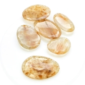 109.7 Carat Golden Rutile 23-32mm Rose Cut Irregular Shape AA Grade Gemstones Parcel - Total 6 Pcs.