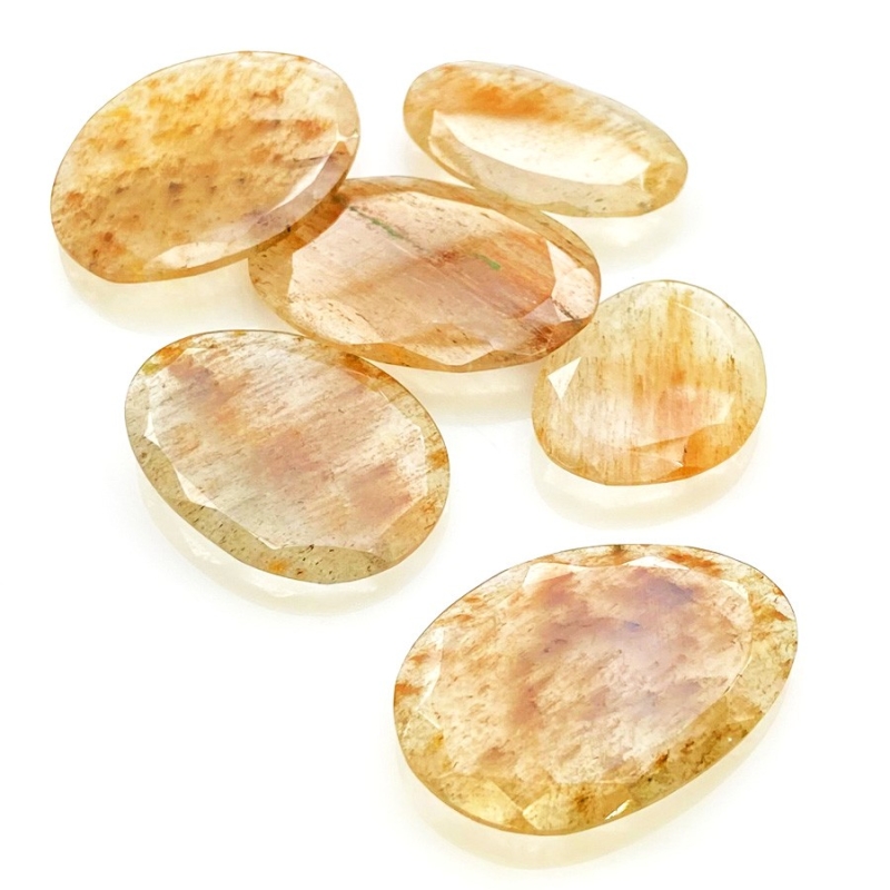 109.7 Carat Golden Rutile 23-32mm Rose Cut Irregular Shape AA Grade Gemstones Parcel - Total 6 Pcs.