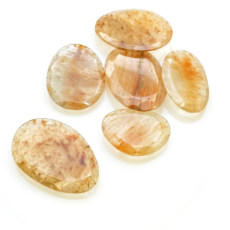 109.7 Carat Golden Rutile 23-32mm Rose Cut Irregular Shape AA Grade Gemstones Parcel - Total 6 Pcs.