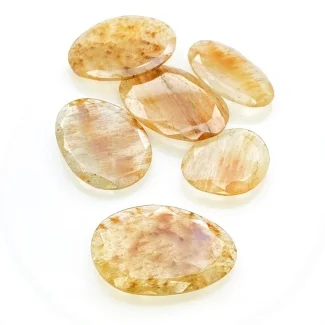 109.7 Carat Golden Rutile 23-32mm Rose Cut Irregular Shape AA Grade Gemstones Parcel - Total 6 Pcs.