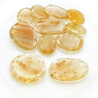 104.65 Carat Golden Rutile 16-27mm Rose Cut Irregular Shape AA Grade Gemstones Parcel - Total 11 Pcs.