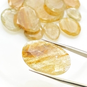 130.3 Carat Golden Rutile 13.5-34mm Rose Cut Irregular Shape AA Grade Gemstones Parcel - Total 12 Pcs.