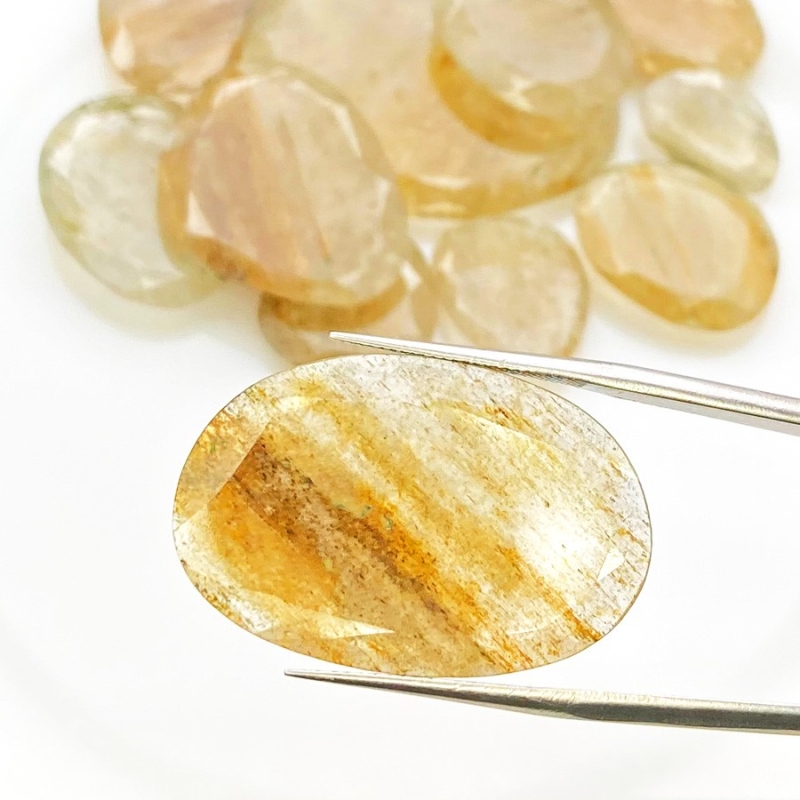 130.3 Carat Golden Rutile 13.5-34mm Rose Cut Irregular Shape AA Grade Gemstones Parcel - Total 12 Pcs.