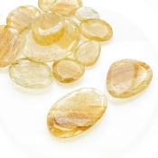 130.3 Carat Golden Rutile 13.5-34mm Rose Cut Irregular Shape AA Grade Gemstones Parcel - Total 12 Pcs.