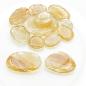 130.3 Carat Golden Rutile 13.5-34mm Rose Cut Irregular Shape AA Grade Gemstones Parcel - Total 12 Pcs.