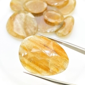144.6 Carat Golden Rutile 19-35mm Rose Cut Irregular Shape AA Grade Gemstones Parcel - Total 10 Pcs.