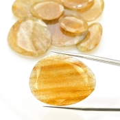 144.6 Carat Golden Rutile 19-35mm Rose Cut Irregular Shape AA Grade Gemstones Parcel - Total 10 Pcs.