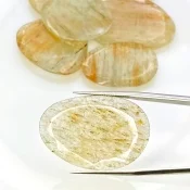 127.15 Carat Golden Rutile 26-35mm Rose Cut Irregular Shape AA Grade Gemstones Parcel - Total 7 Pcs.