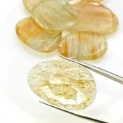 127.15 Carat Golden Rutile 26-35mm Rose Cut Irregular Shape AA Grade Gemstones Parcel - Total 7 Pcs.