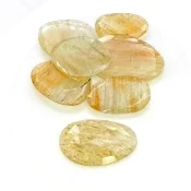 127.15 Carat Golden Rutile 26-35mm Rose Cut Irregular Shape AA Grade Gemstones Parcel - Total 7 Pcs.