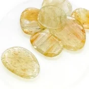 127.15 Carat Golden Rutile 26-35mm Rose Cut Irregular Shape AA Grade Gemstones Parcel - Total 7 Pcs.