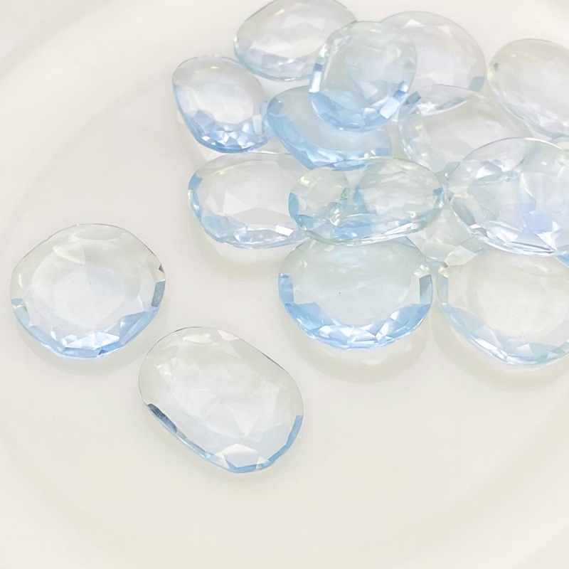  130.10 Carats Hydro Aquamarine 18-20mm Rose Cut Irregular Shape AAA Grade Gemstones Parcel - Total 16 Pcs.