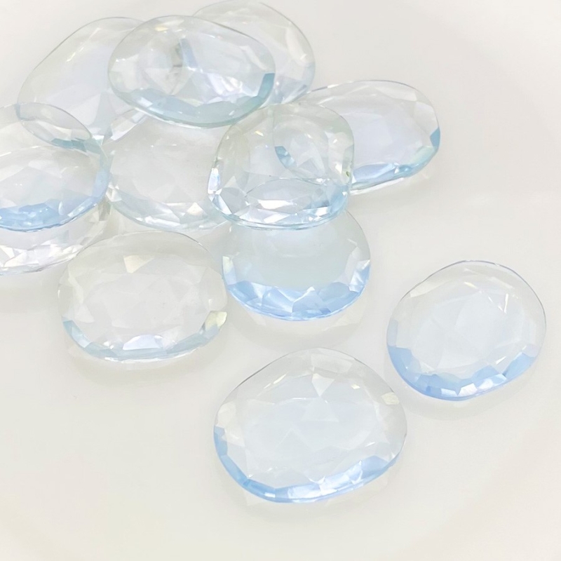  131.50 Carats Hydro Aquamarine 20-24mm Rose Cut Irregular Shape AAA Grade Gemstones Parcel - Total 12 Pcs.