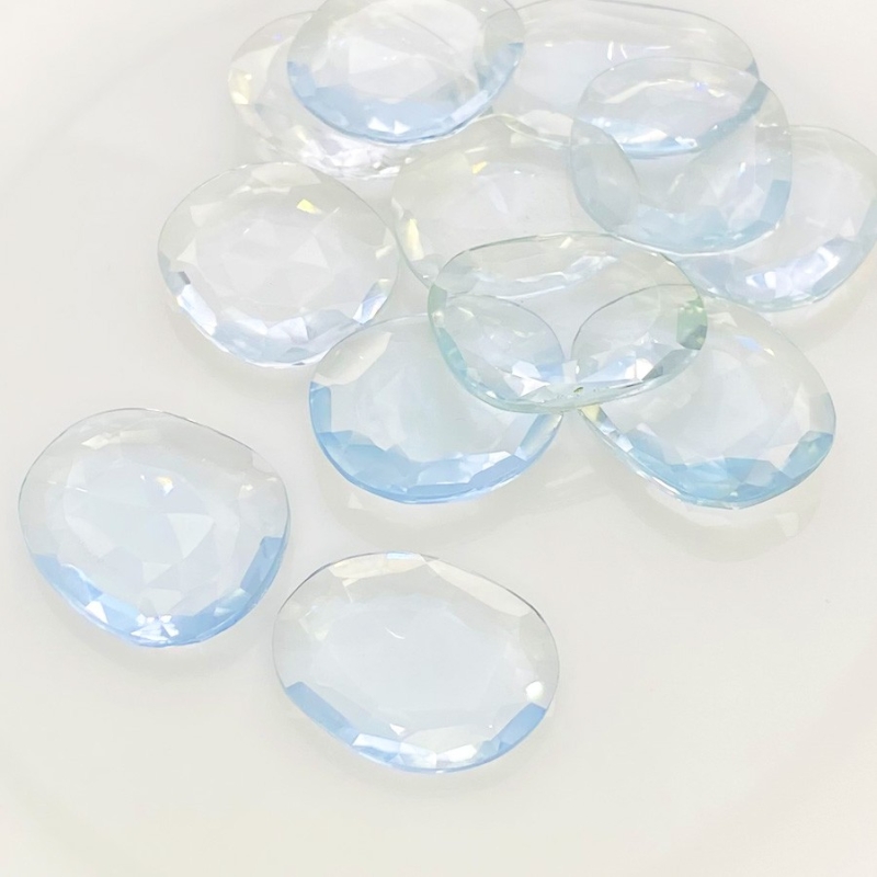  131.50 Carats Hydro Aquamarine 20-24mm Rose Cut Irregular Shape AAA Grade Gemstones Parcel - Total 12 Pcs.