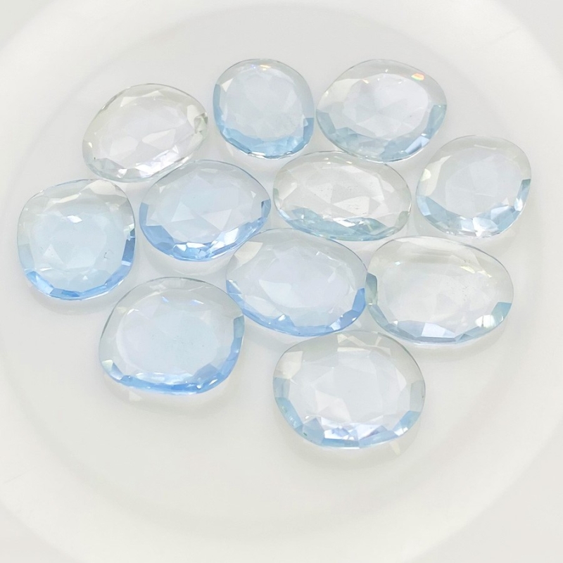  113 Carats Hydro Aquamarine 20-22mm Rose Cut Irregular Shape AAA Grade Gemstones Parcel - Total 11 Pcs.
