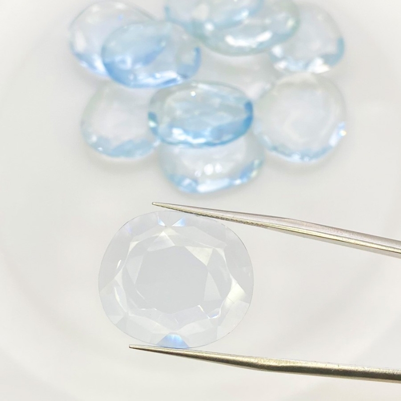  113 Carats Hydro Aquamarine 20-22mm Rose Cut Irregular Shape AAA Grade Gemstones Parcel - Total 11 Pcs.