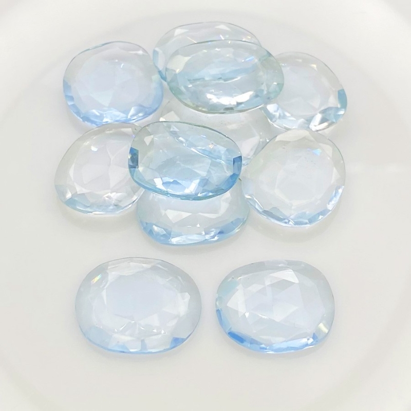  113 Carats Hydro Aquamarine 20-22mm Rose Cut Irregular Shape AAA Grade Gemstones Parcel - Total 11 Pcs.