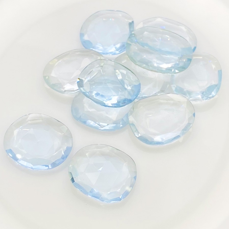  113 Carats Hydro Aquamarine 20-22mm Rose Cut Irregular Shape AAA Grade Gemstones Parcel - Total 11 Pcs.