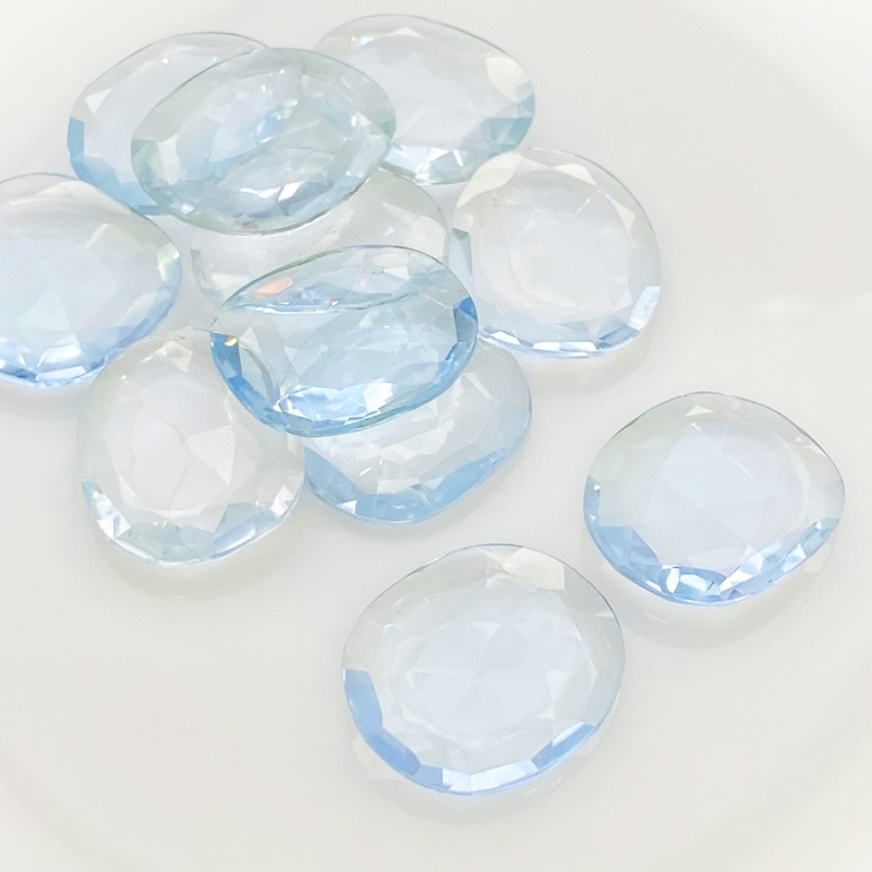  113 Carats Hydro Aquamarine 20-22mm Rose Cut Irregular Shape AAA Grade Gemstones Parcel - Total 11 Pcs.