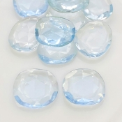  113 Carats Hydro Aquamarine 20-22mm Rose Cut Irregular Shape AAA Grade Gemstones Parcel - Total 11 Pcs.