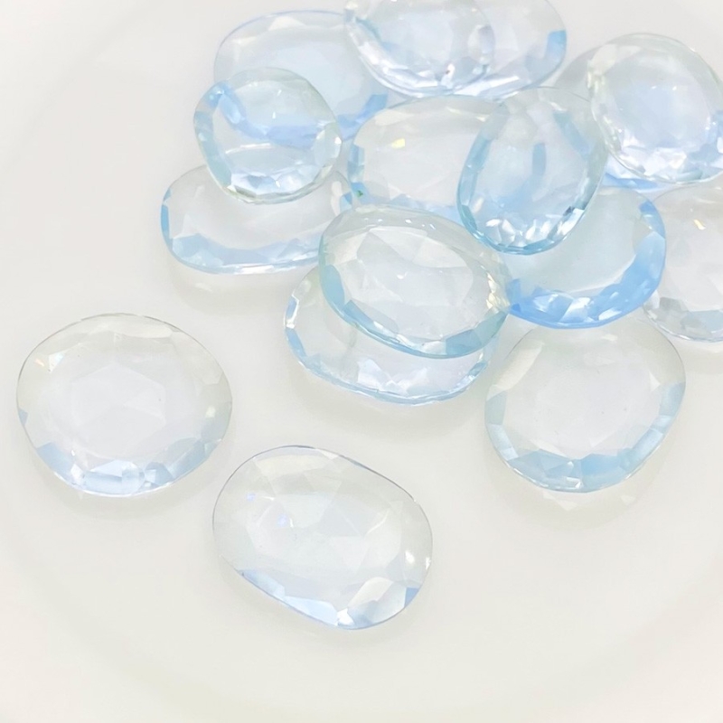  132 Carats Hydro Aquamarine 18-20mm Rose Cut Irregular Shape AAA Grade Gemstones Parcel - Total 16 Pcs.