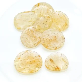 99.25 Carat Golden Rutile 17-26mm Rose Cut Irregular Shape AA Grade Gemstones Parcel - Total 9 Pcs.
