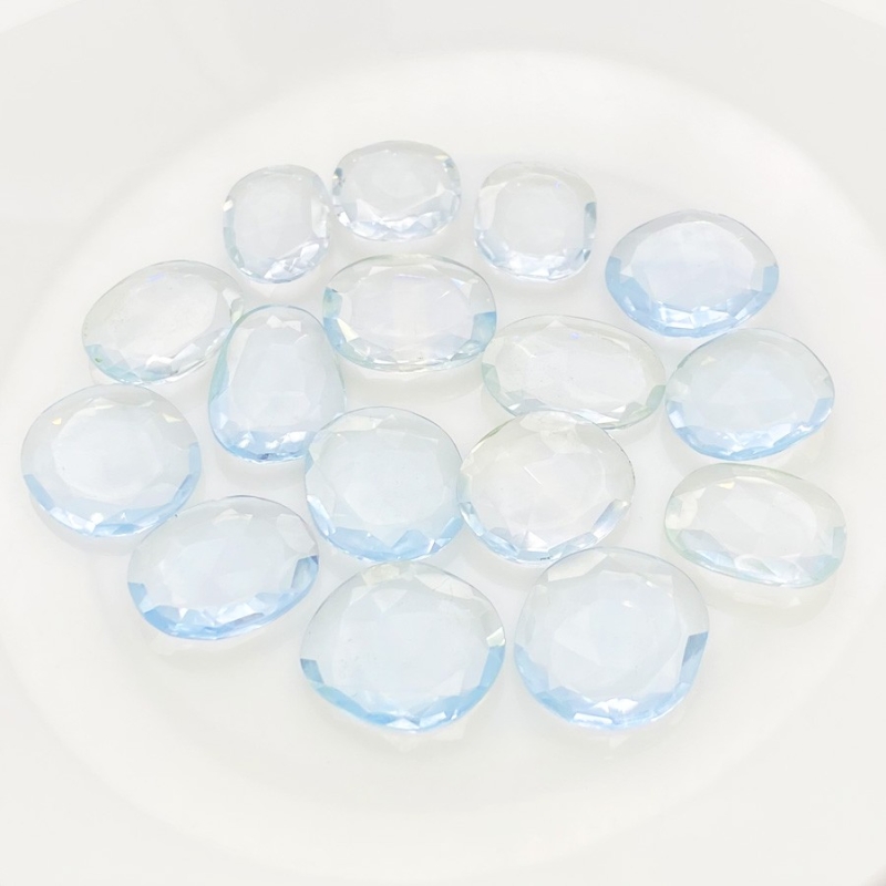  127.50 Carats Hydro Aquamarine 18-20mm Rose Cut Irregular Shape AAA Grade Gemstones Parcel - Total 16 Pcs.