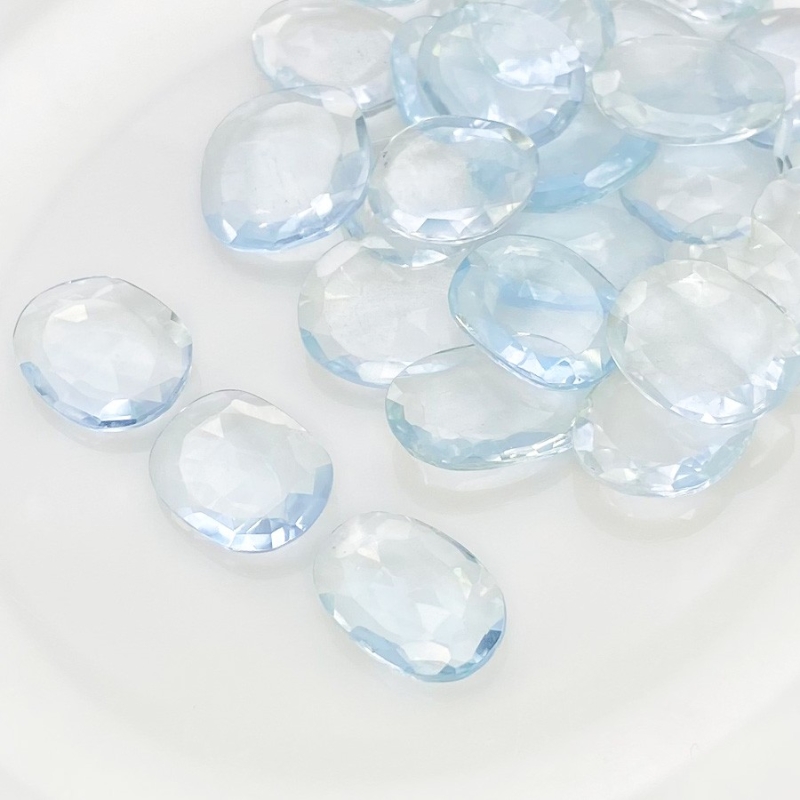  159.25 Carats Hydro Aquamarine 16-18mm Rose Cut Irregular Shape AAA Grade Gemstones Parcel - Total 28 Pcs.