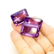  93.3 Carat Hydro Dark Amethyst 23x15mm Step Cut Octagon Shape AAA Grade Gemstones Parcel - Total 3 Pcs.