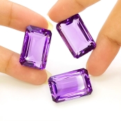  93.3 Carat Hydro Dark Amethyst 23x15mm Step Cut Octagon Shape AAA Grade Gemstones Parcel - Total 3 Pcs.