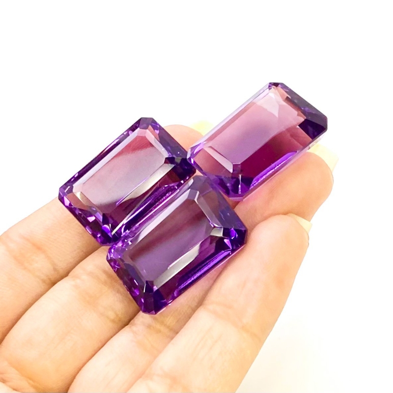  93.3 Carat Hydro Dark Amethyst 23x15mm Step Cut Octagon Shape AAA Grade Gemstones Parcel - Total 3 Pcs.