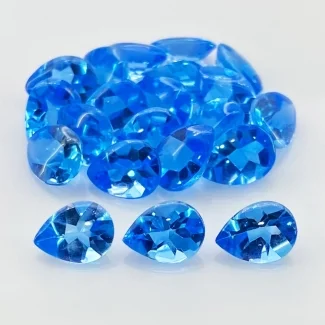 27.40 Cts. Swiss Blue Topaz 8x6mm Buff Top Pear Shape AAA Grade Gemstones Parcel - Total 21 Pcs.