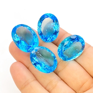  82.1 Carat Hydro Sky Blue Quartz 20x16-23x17mm Faceted Oval Shape AAA Grade Gemstones Parcel - Total 4 Pcs.