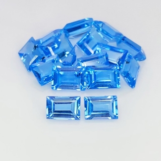 17.65 Cts. Swiss Blue Topaz 7x5mm Step Cut Baguette Shape AAA Grade Gemstones Parcel - Total 16 Pcs.