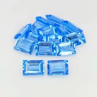 16 Cts. Swiss Blue Topaz 7x5mm Step Cut Baguette Shape AAA Grade Gemstones Parcel - Total 16 Pcs.