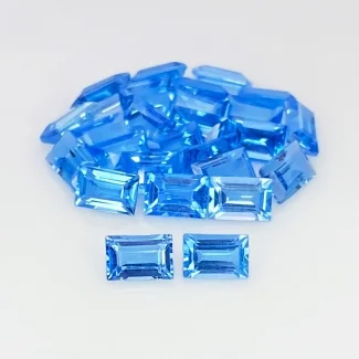 18.55 Cts. Swiss Blue Topaz 6x4mm Step Cut Baguette Shape AAA Grade Gemstones Parcel - Total 26 Pcs.