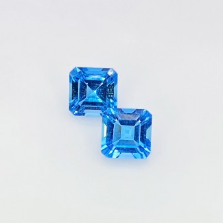Swiss Blue Topaz Step Cut Octagon Shape AAA Grade Gemstone Parcel - 6mm - 2 Pc. - 2.80 Carat