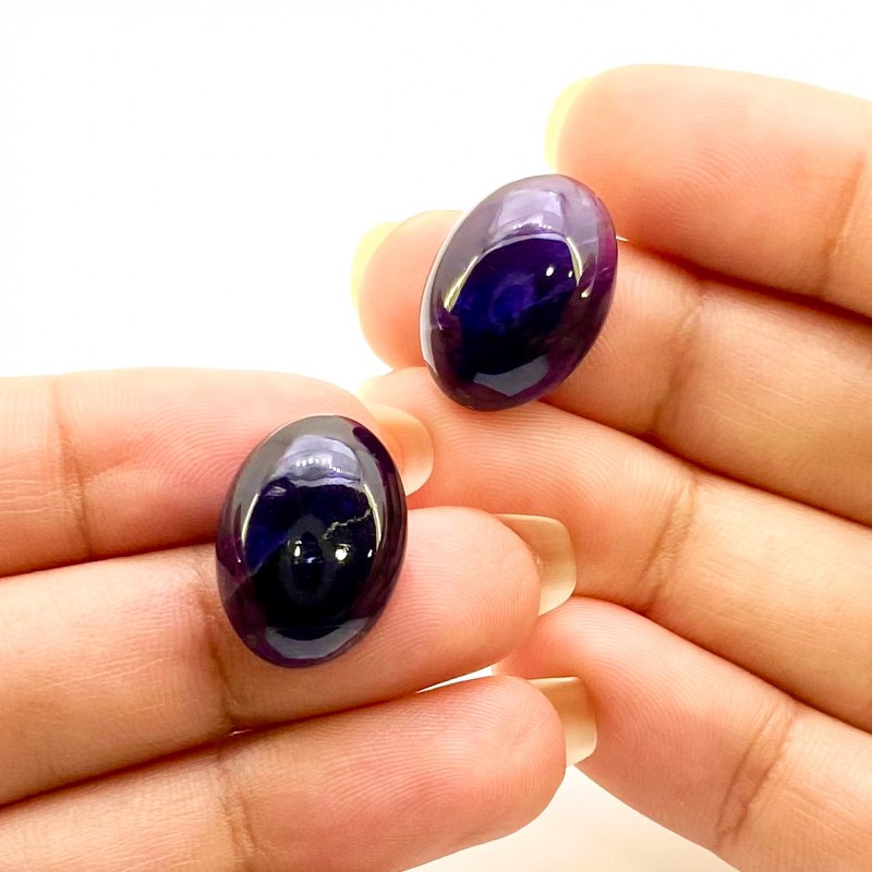 Iolite Smooth Oval Shape A Grade Matched Cabochon Pair - 18x13mm - 2 Pc. - 23.95 Carat