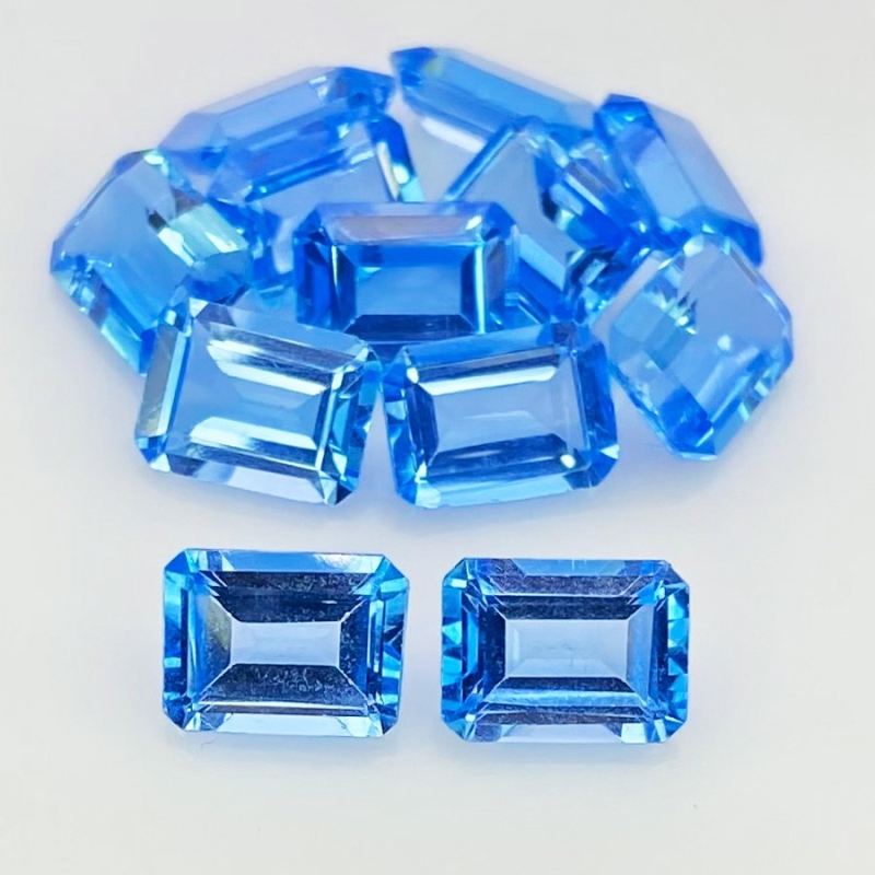 21.60 Cts. Swiss Blue Topaz 8x6mm Step Cut Octagon Shape AAA Grade Gemstones Parcel - Total 12 Pcs.